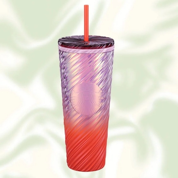 NWOT Starbucks Venti Sunrise Swirl Cold Cup (24 oz) Red and Purple,‎ Straw + Cup - Picture 1 of 6